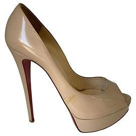 Christian Louboutin Lady Peep Sling Pumps aus beige Leder