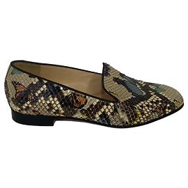 Christian Louboutin Slipper Python Schmetterlingsprint Mehrfarbig