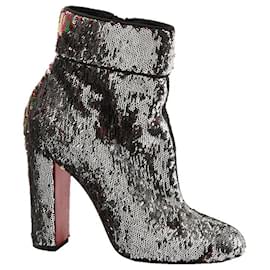 Christian Louboutin Moulamax 100 Stivaletti con paillettes argento