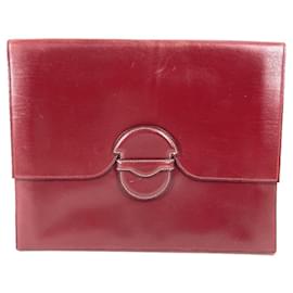 Borsa vintage Hermès in pelle rosso vino