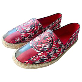 Louis Vuitton Espadrillas in pelle rossa e nera con logo T38 in ottime condizioni