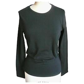 CHANEL New Black T-shirt Chanel CC Logo Flok TM Cotton ref.3026795