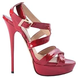 Sandali Jimmy Choo in pelle verniciata rossa