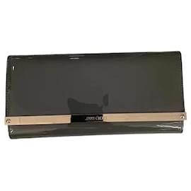 Pochette Jimmy Choo Milla en cuir verni kaki