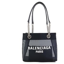 Borsa tote in pelle nera e rete Balenciaga