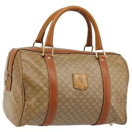 Céline Borsa Boston in tela Macadam CELINE PVC Beige Oro Auth INZ011