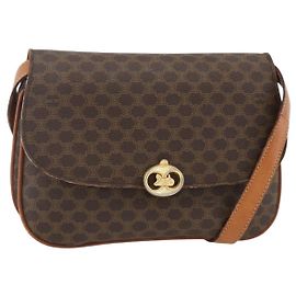 Céline Borsa a spalla in tela Macadam CELINE in pelle PVC marrone oro Auth ARZ848