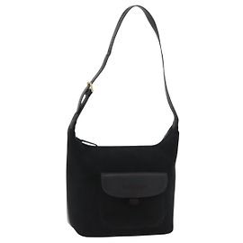 Borsa a Spalla Burberrys in Pelle Scamosciata Nera e Oro Auth bs34378