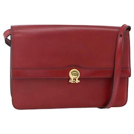 Borsa a Spalla Christian Dior in Pelle Rossa e Oro Auth BAZ634