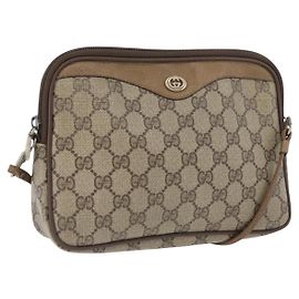 Gucci Borsa a Spalla GG Supreme PVC Beige Oro 97 02 068 Auth YKZ783