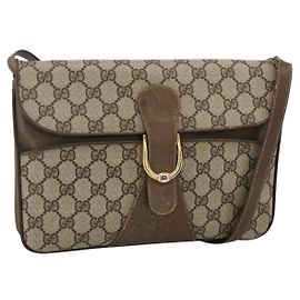 Gucci Borsa a Spalla GG Supreme PVC Beige Oro Auth YKZ952