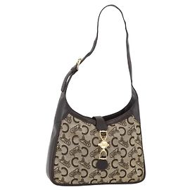 Céline Celine C Sulky Schultertasche aus Canvas Beige Gold Auth bs34212