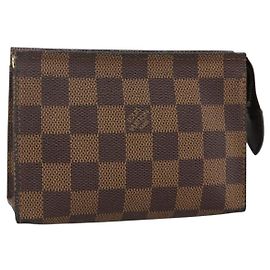 LOUIS VUITTON Poche Toilette 15 Damier Ebene N47548 Auth LV YKZ1056