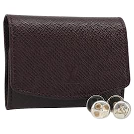LOUIS VUITTON Gemello Taiga Ag925 Nero Argento LV Auth YKZ1063