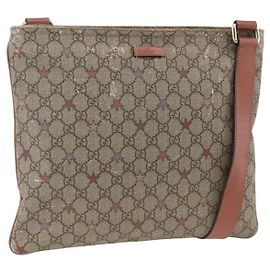 Gucci Borsa a Spalla GG Supreme PVC Beige Oro 201446 Auth YKZ206
