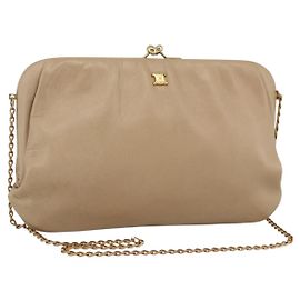 Céline Borsa a spalla a catena in pelle beige oro Auth YKZ364