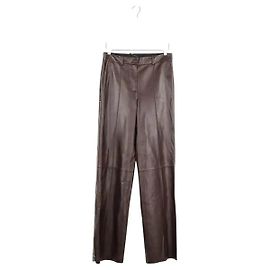 Helmut Lang Pantalones rectos de cuero marrón