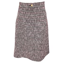Falda midi de tweed multicolor burdeos Chanel
