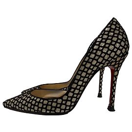 Christian Louboutin Iriza 100 Glitter Floque Suede Nero 36.5