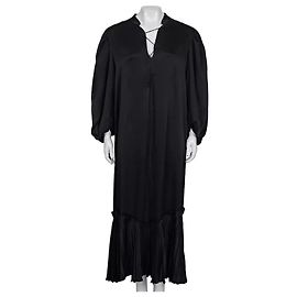 Khaite Schwarzes Maxikleid mit Schnürung und dramatischen Puffärmeln Größe L gebraucht
