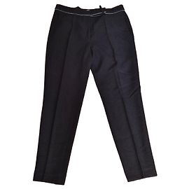 Sandro schicke schwarze tapered Hose aus strukturiertem glitzerndem Material, Größe 40 L, mit Reißverschlusstaschen