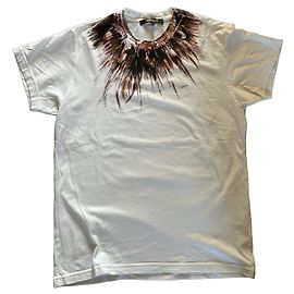 Weißes Roberto Cavalli T-Shirt mit Federdruck