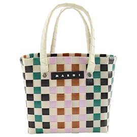Borsa a mano in polipropilene intrecciato Marni Micro Basket