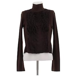 Maglione a collo alto marrone in pelliccia - Barbara Bui