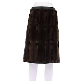 Gonna marrone in pelliccia bicolore - Prada