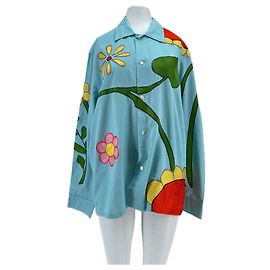 Autre Marque Camisa SKYHIGHT FARM de algodón azul bordada L