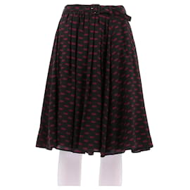 Falda negra con estampado de boca en seda - Prada