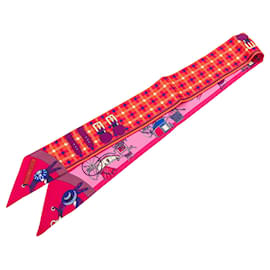 Foulard in Seta Twilly Hermès Rosa Les Voitures Nouvelles