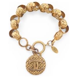VINTAGE ARMBAND CHANEL RINGE SEIL LOGO CC VICTOIRE DE CASTELLANE 1990 GOLD