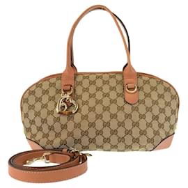 Borsa in tela GG beige rosa Heartbit di Gucci in pelle