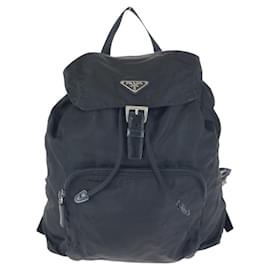 Prada Nylon Leather Tessuto Logo Backpack Blue ref.3032722 - Joli