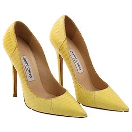 Jimmy Choo Anouk 120 Stiletto Pumps aus gelbem Pythonleder