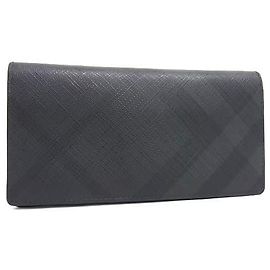 Carteira longa dobrável para homens Burberry em preto