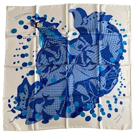 Sciarpa di seta Hermès Hola Flamenca blu