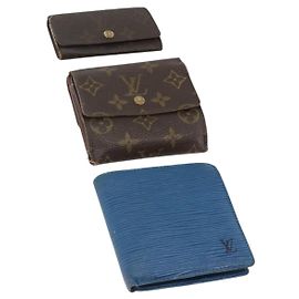 LOUIS VUITTON Portafoglio Monogram Epi 3 Set Blu LV Auth BA12004