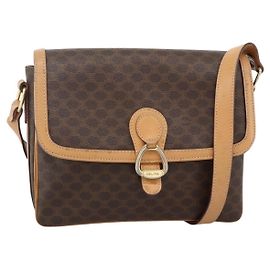 Céline Borsa a Spalla in Tela Macadam CELINE in Pelle PVC Marrone Oro Auth ka3768