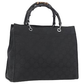 Borsa tote in tela GG Gucci in nylon nero e argento 002 1010 Auth YKZ144