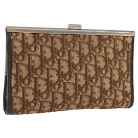 Pochette in tela Trotter Christian Dior Marrone Oro Auth YKZ187