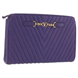 VALENTINO Borsa Clutch in Pelle Viola Oro Auth YKZ076