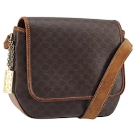 Céline CELINE Macadam Canvas Schultertasche aus PVC-Leder Braun Gold Auth INZ030