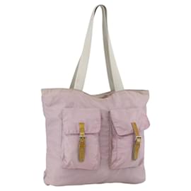 Borsa Tote Prada in nylon rosa argento Auth hk3682