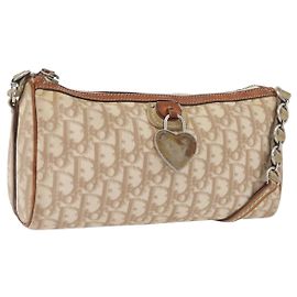 Borsa a spalla Christian Dior Trotter Romantic in PVC beige argento Auth BAZ781