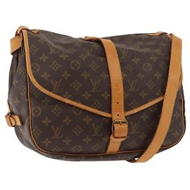 LOUIS VUITTON Monogram Saumur 35 Schultertasche M42254 LV Auth ka3718