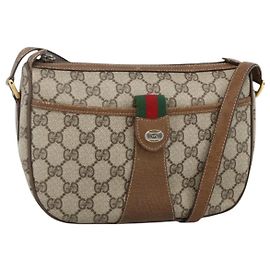 Borsa Sherry Line GG Supreme Web di GUCCI in PVC beige e oro 89 02 032 Auth INZ106
