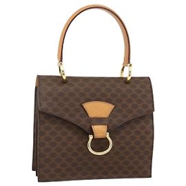 Céline Borsa a mano in tela Macadam CELINE in pelle PVC marrone e oro Auth hk3589