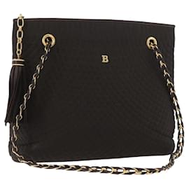 BALLY Kette Tote Tasche Nylon Braun Gold Auth 172818 - Bally